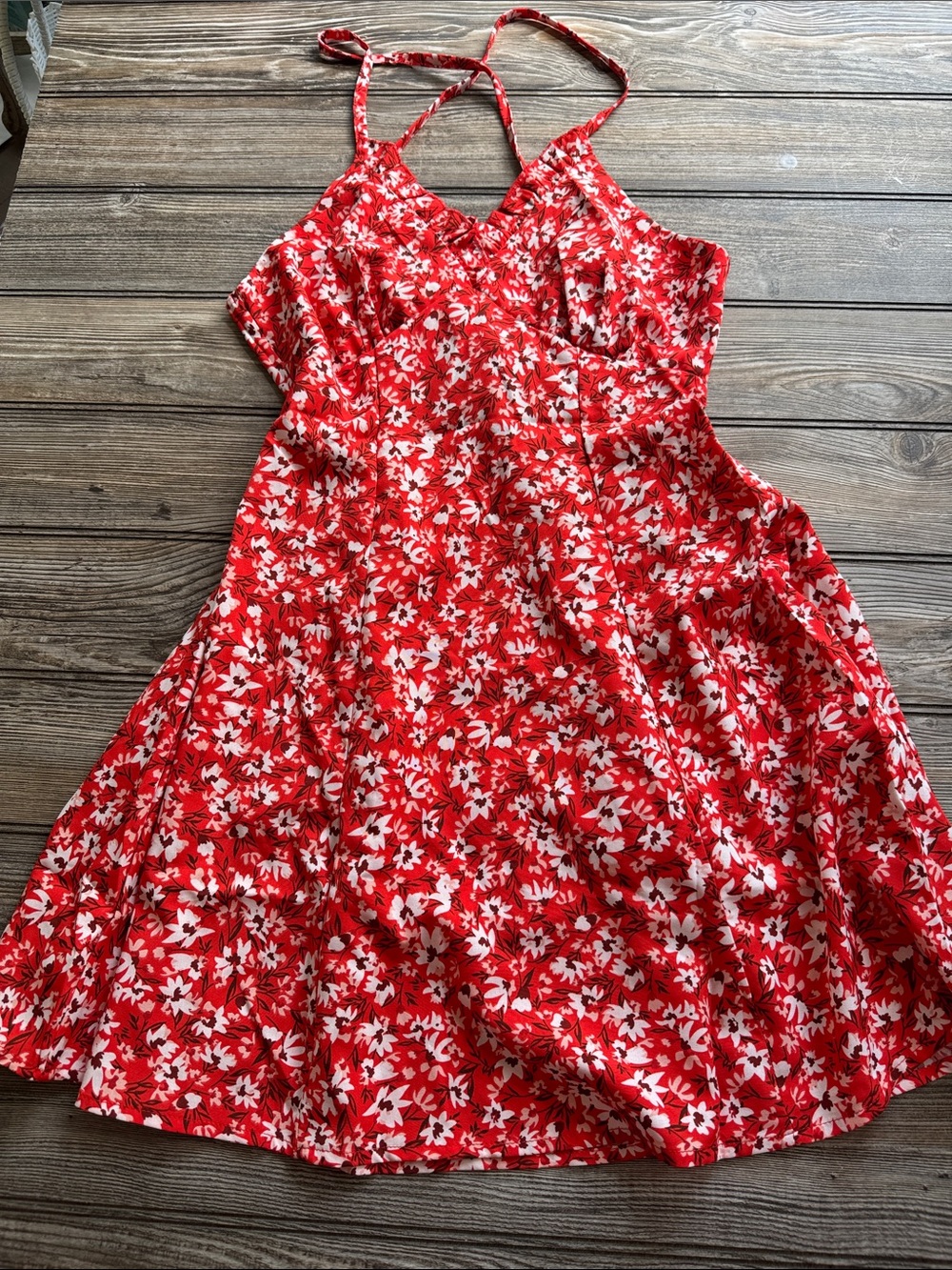 Zaful dress Red Floral Sundress Spaghetti Straps new small